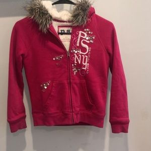 lined girls size 8 PS with fur hood